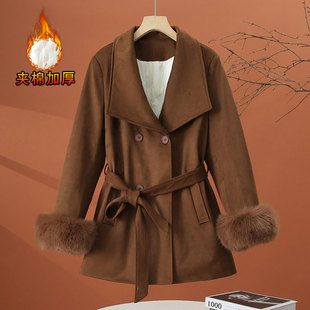 收腰显瘦时尚 中长款 女装 新款 保暖棉服 夹棉加厚派克服女2025年冬季