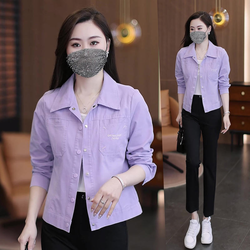长袖衬衫外套女春秋薄款2025年新款翻领夹克外衣洋气减龄短款上衣