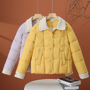 翻领轻薄棉服女冬季2025新款减龄小棉袄冬天时尚洋气短款棉衣外套