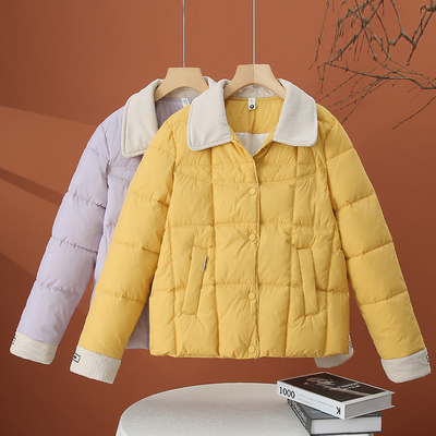 翻领轻薄棉服女冬季2025新款