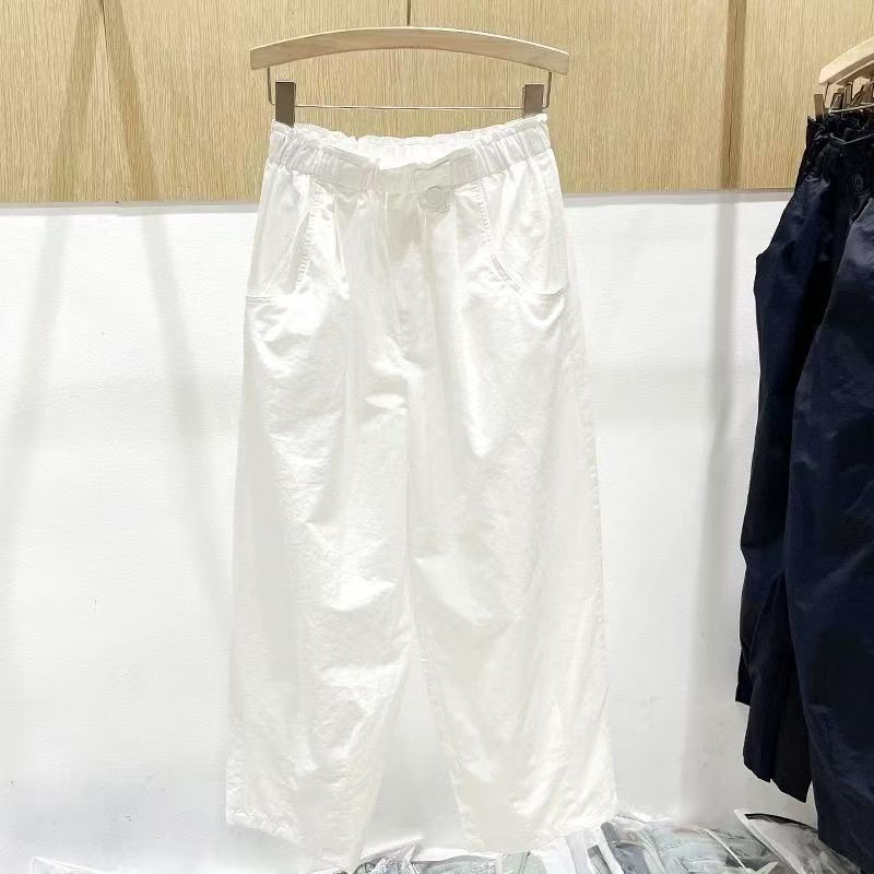 夏季新款纯棉高腰花苞休闲裤女百休闲裤