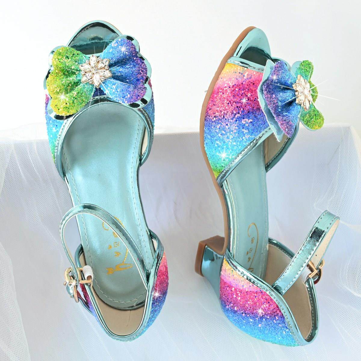 儿童凉鞋夏季公主礼服鞋新款小女孩水晶鞋软底女童鱼嘴高跟鞋