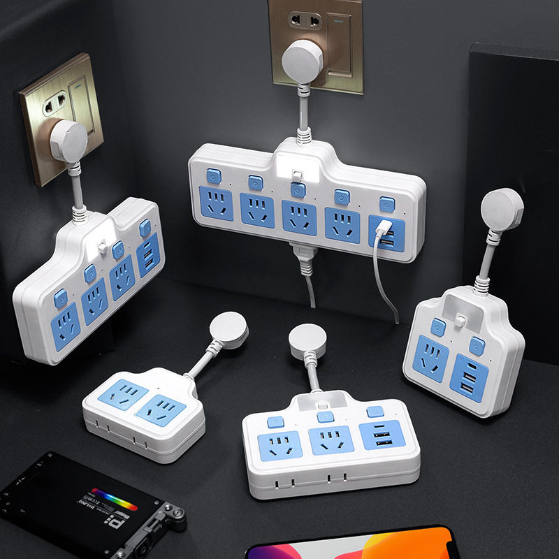 正品官公方午转换插座多孔USB夜灯独立开关插座一转多多功能插座