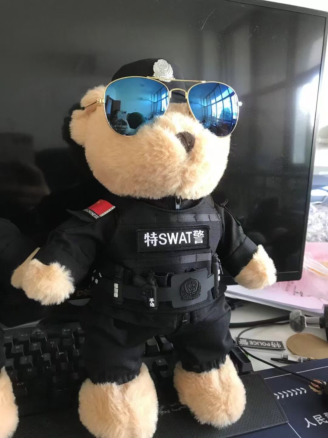 特警小熊公仔玩偶公安警察小熊毛棉花娃娃/毛绒玩具娃