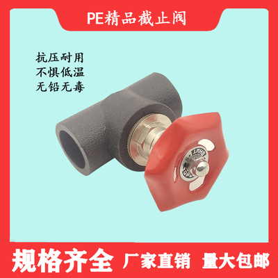 110承插式PE截止阀 160热熔PE水管125阀门90开关75内升降铜芯