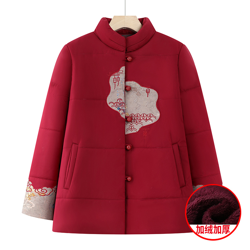 【851-900】中老年冬季加绒加厚外套奶奶装棉衣保暖加厚妈妈装