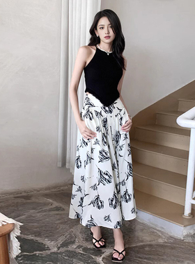 干枯玫瑰半裙沙滩裙白色碎花裙子仙女超仙森系海边度假长裙半身裙