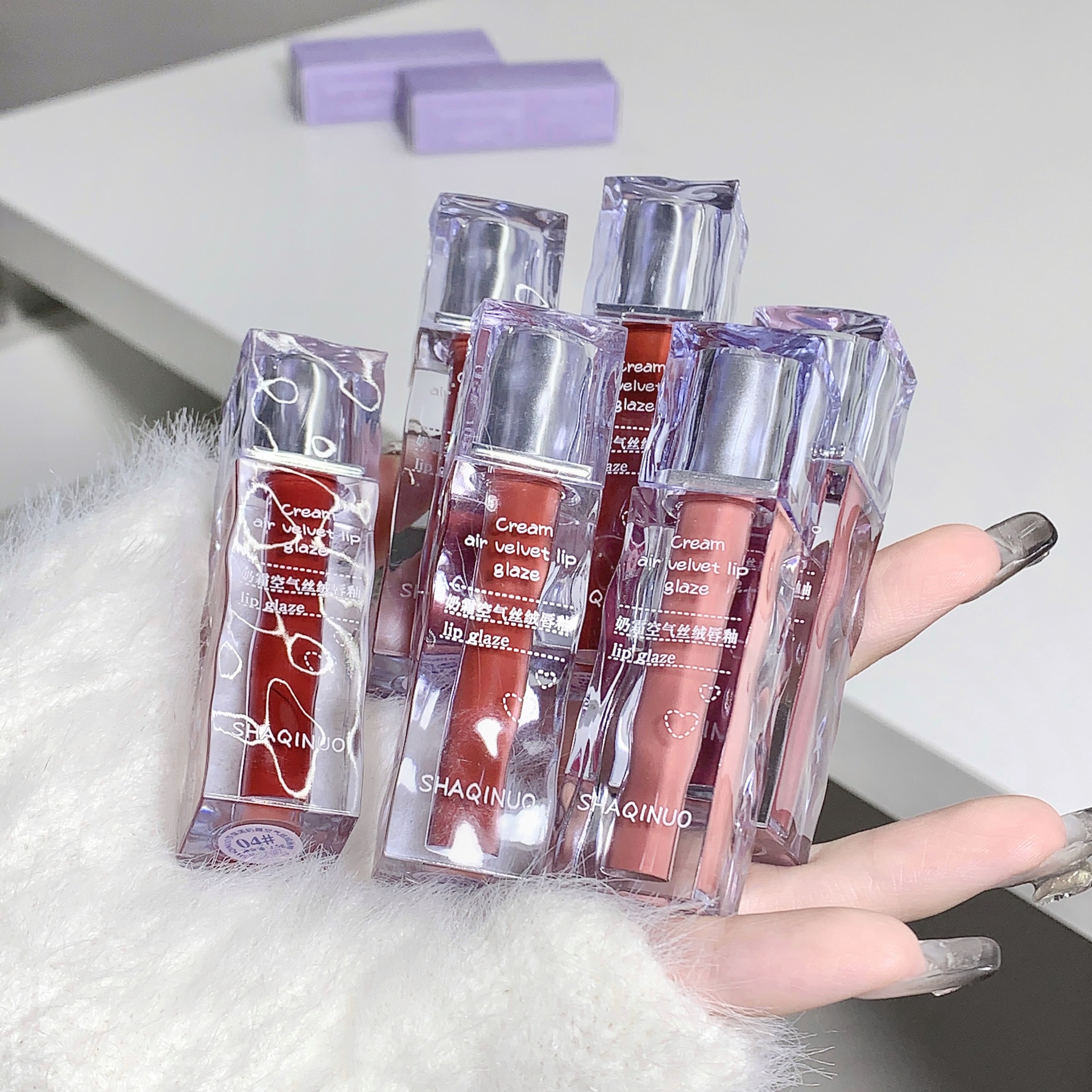 新款推荐SHAQINUO奶霜空气丝绒唇釉雾面哑光丝绒柔雾唇泥学生素颜