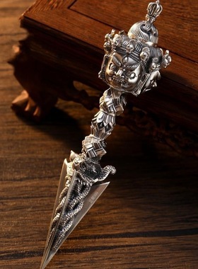 种花家无事牌新款金刚杵吊坠项链男女银复古降魔杵挂件个性时尚