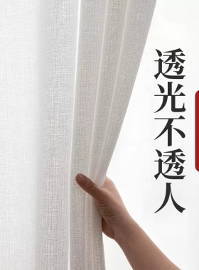 纱帘透光不透人阳台飘窗加厚白色纱卧室客厅隔断北欧轻奢纱幔布料