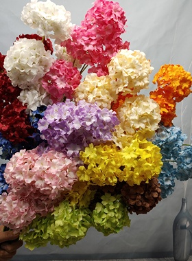 厂家批发五头绣球假花高枝仿真绣球花拱门插花婚庆路引地排装饰花