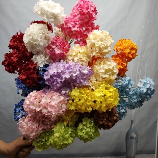 厂家批发五头绣球假花高枝仿真绣球花拱门插花婚庆路引地排装饰花