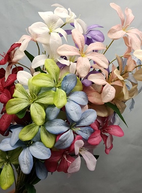 厂家批发五头丝印火焰兰仿真花婚庆花艺假花美陈装饰花路引花桌花