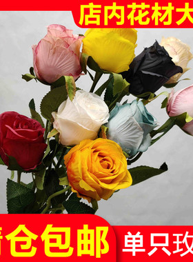 厂家直销单只玫瑰花仿真花婚庆花艺花材绢布假花婚礼现场布置绢花
