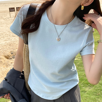 华夫格白色t恤女短袖夏20