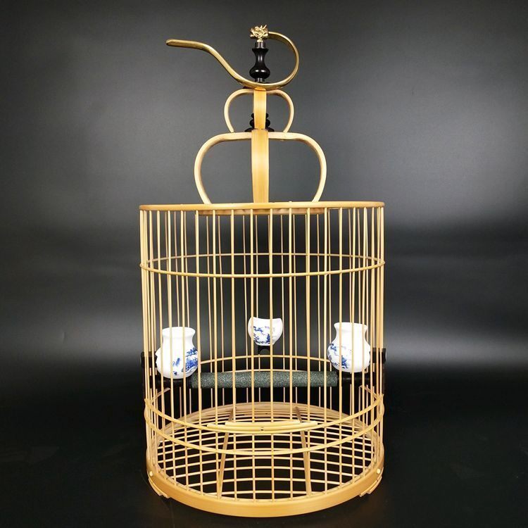 精品抛光原色天津画眉笼手工拔丝竹皮留青竹鸟笼30 315可DIY