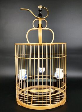 精品抛光原色天津画眉笼手工拔丝竹皮留青竹鸟笼30 315可DIY