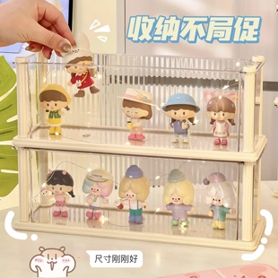 手办展示盒奶油风可叠加盲盒周边展示架痛柜摆件展示柜简约北欧风