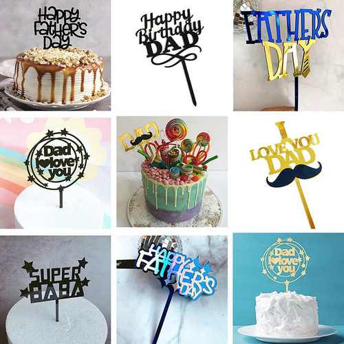 ；Cake Decoration Cake Toppers for Father`s Day Dessert Deco