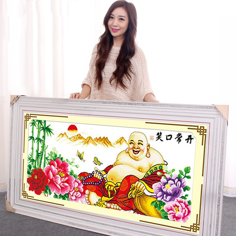 笑口常开弥勒佛十字绣线绣客厅大肚佛新款观音佛像佛系列阿弥陀佛