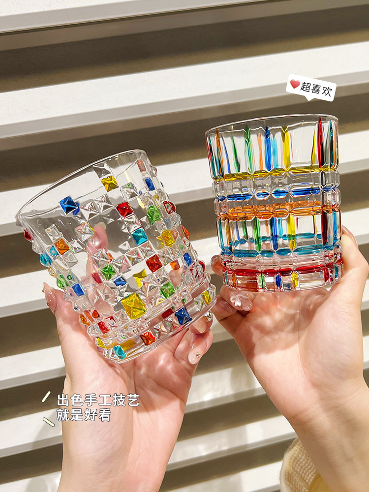 一品轩耐高温玻璃彩色杯男女
