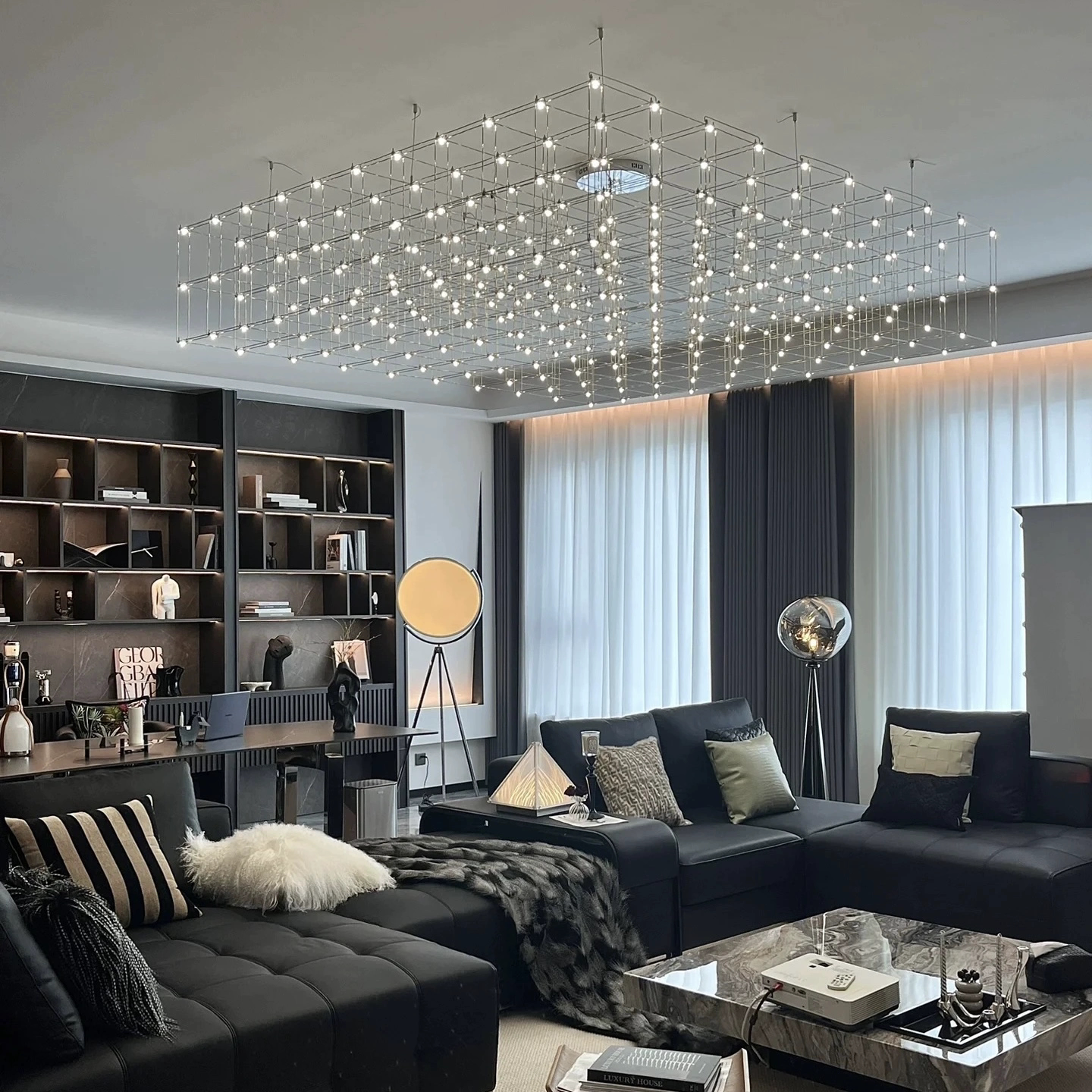 满天星客厅吊灯高级感光立方高端大气家用餐厅灯意式大平层吸顶灯