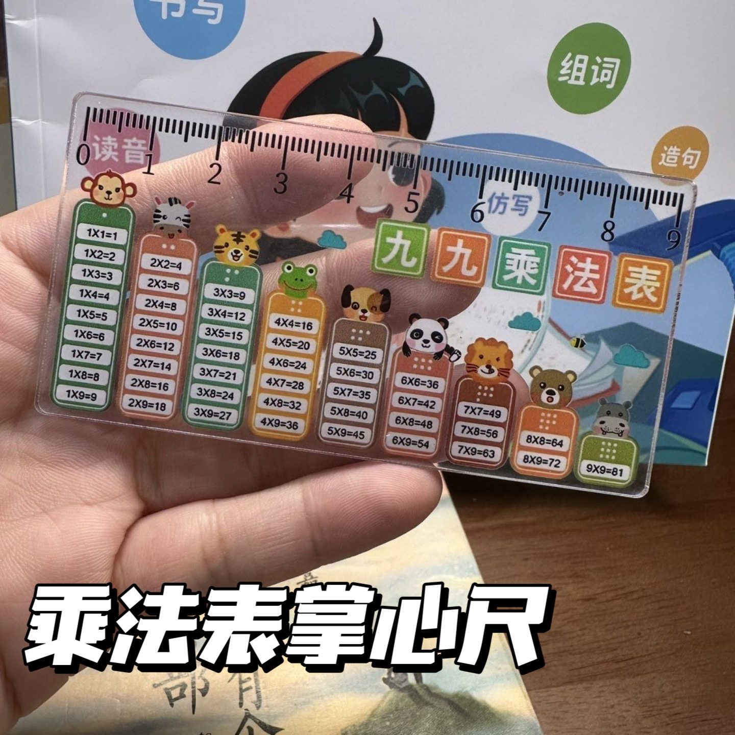 透明迷你掌心直尺九九乘法表