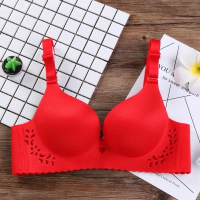 加厚文胸女超厚非10厘米10cm特厚聚拢性感上托aa杯小胸红色9cm