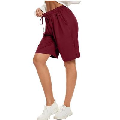 Womens Bermuda Shorts Knee Length Elastic Waist Drawstring