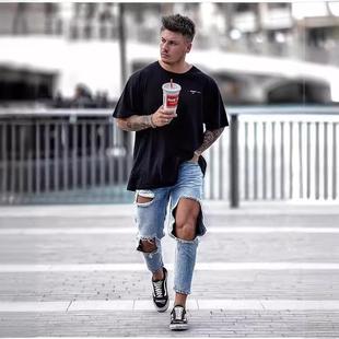 pants skinny Mens trousers mens Fashion holes big with