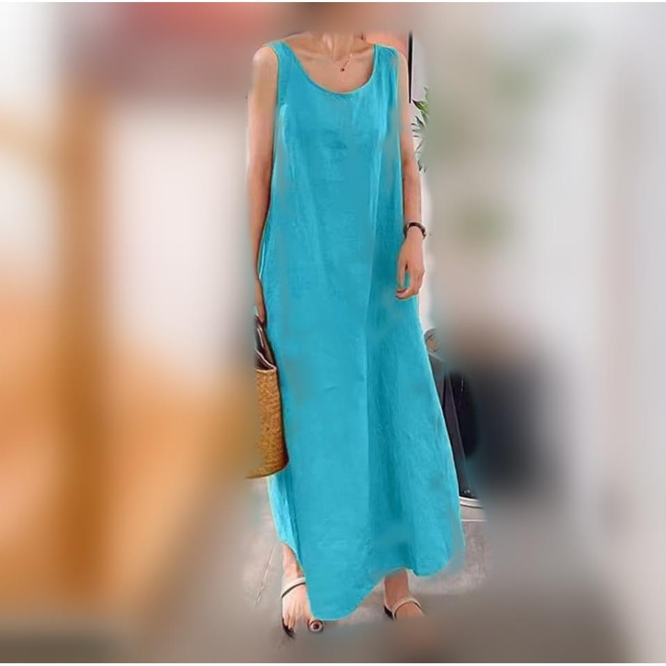 women for dress sleeveless temperament neck round pocket