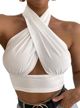 colors girls for tops crop close-fitting backless neck