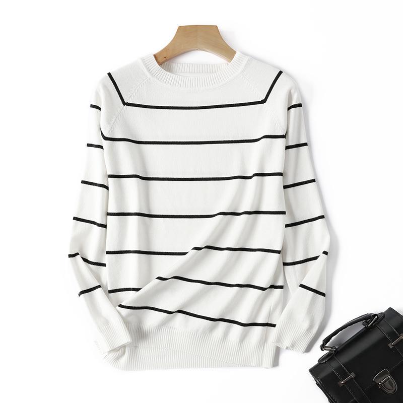 shirt top long-sleeved knitted thin striped loose student