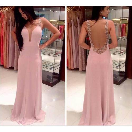 Women Skirt Long Dress Evening Pink Chiffon Gown Ball