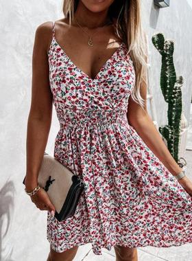 summer vintage floral print sundress for women chic sexy