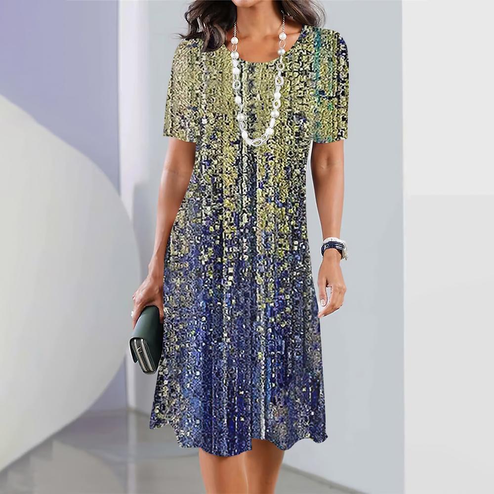 striped elegant woman pullover dresses dress long print