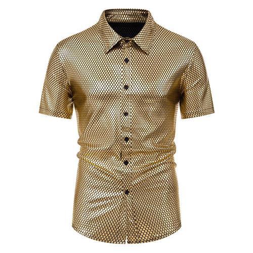 men short-sleeved costume performance gilded diamond shirt