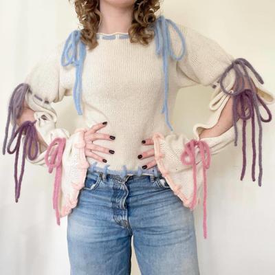 tops wear rope neck round versatile and slim leisure