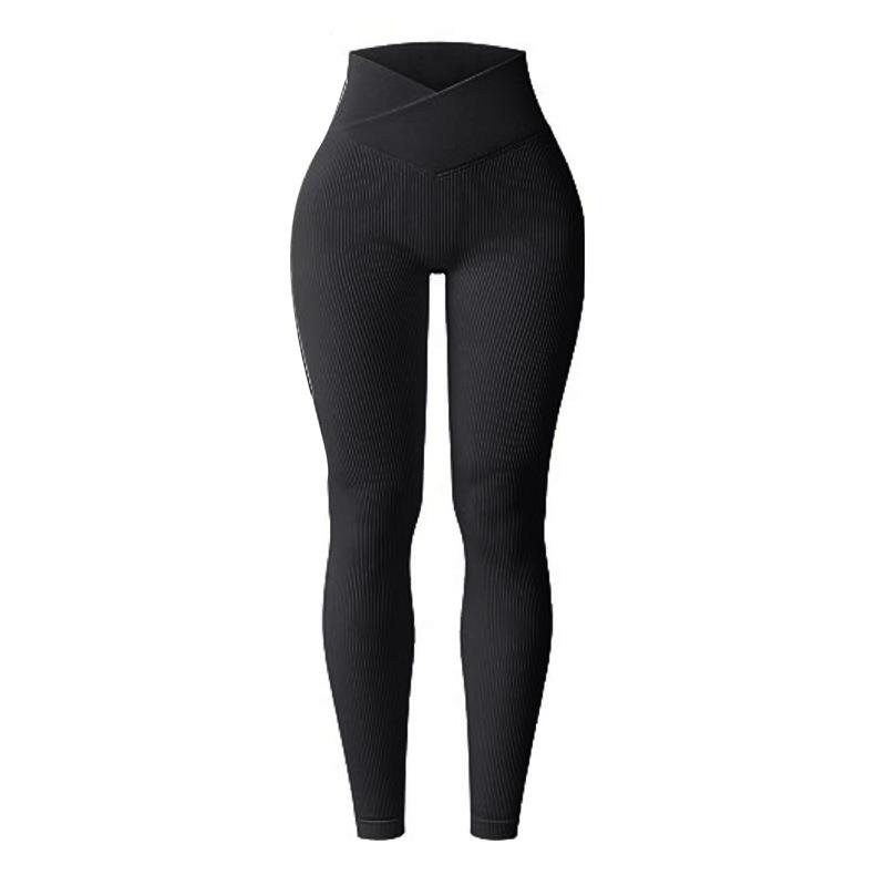 Yoga Pants High Waist Seamless Knit Sexy Threaded Cross