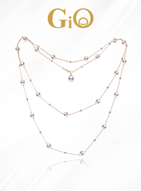 GiO珠宝 akoya海水珍珠满天星18K金长款项链女毛衣链双层高级感