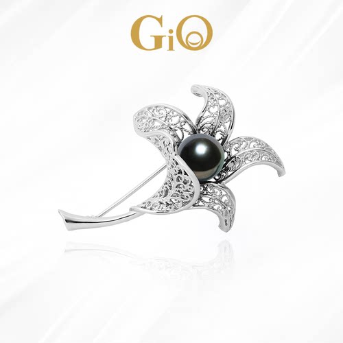 大溪地海水黑珍珠胸针