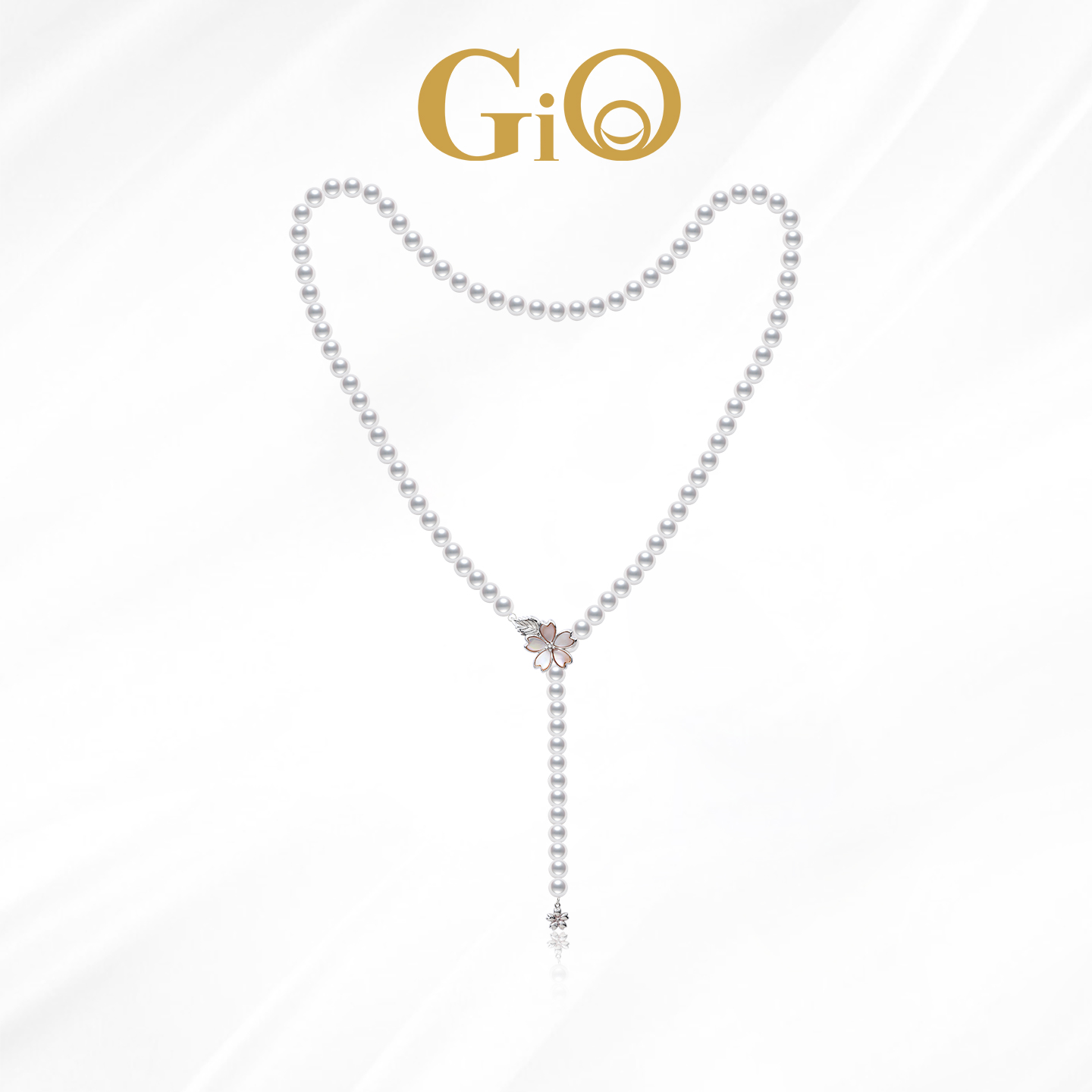 GiO珠宝淡水珍珠毛衣链花瓣母贝