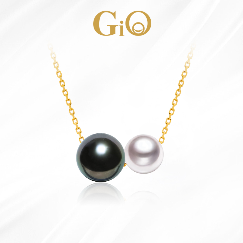 GiO黑白双珠18K金海水珍珠项链