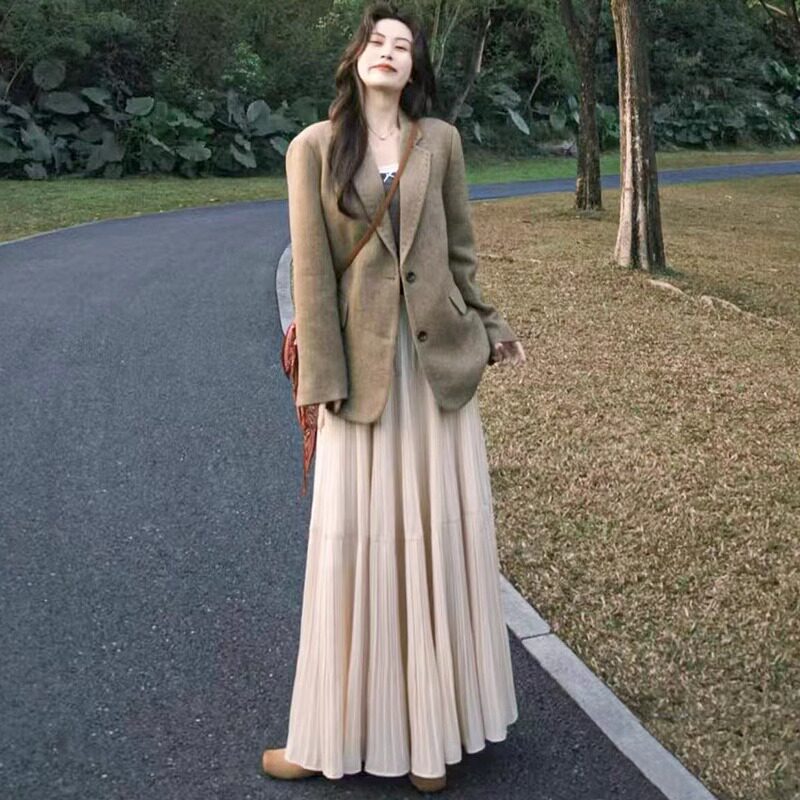 韩系雪纺半身裙女夏季气质百搭小个子高腰显瘦百褶裙温柔风蛋糕裙