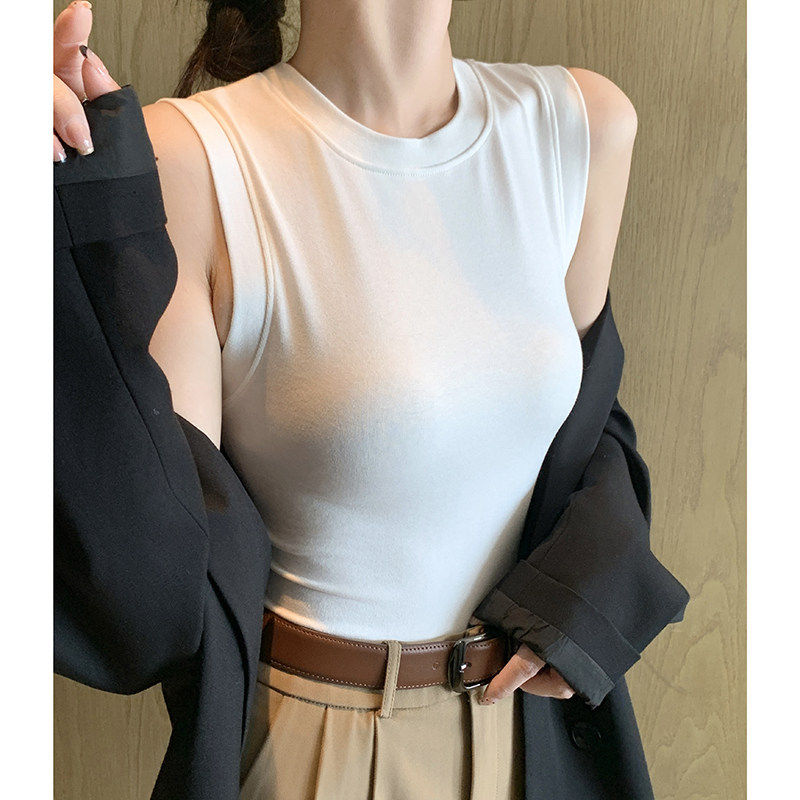 白色圆领吊带背心女内搭夏季2026新款坎肩遮副乳外穿无袖打底上衣