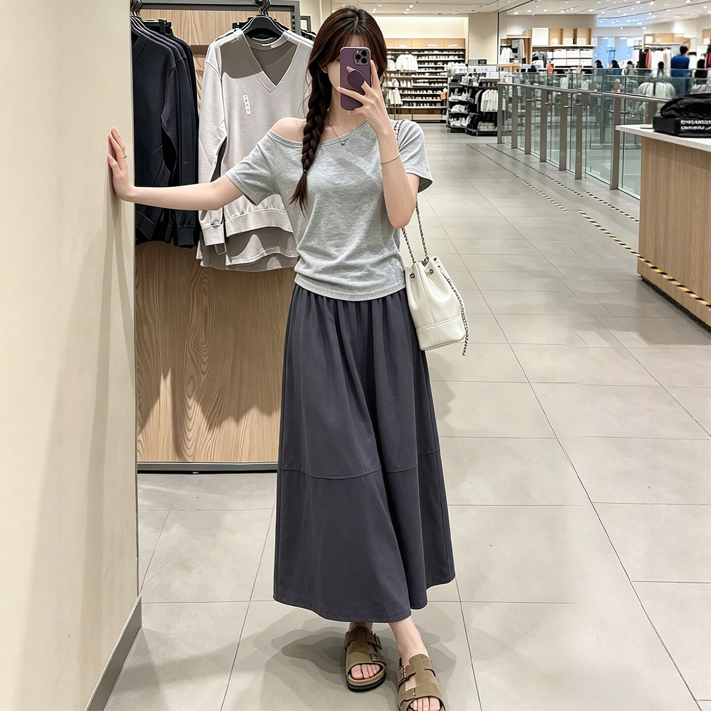 亚麻半身裙女2026新款夏季高腰a字长裙大码胖mm显瘦棉麻南瓜伞裙