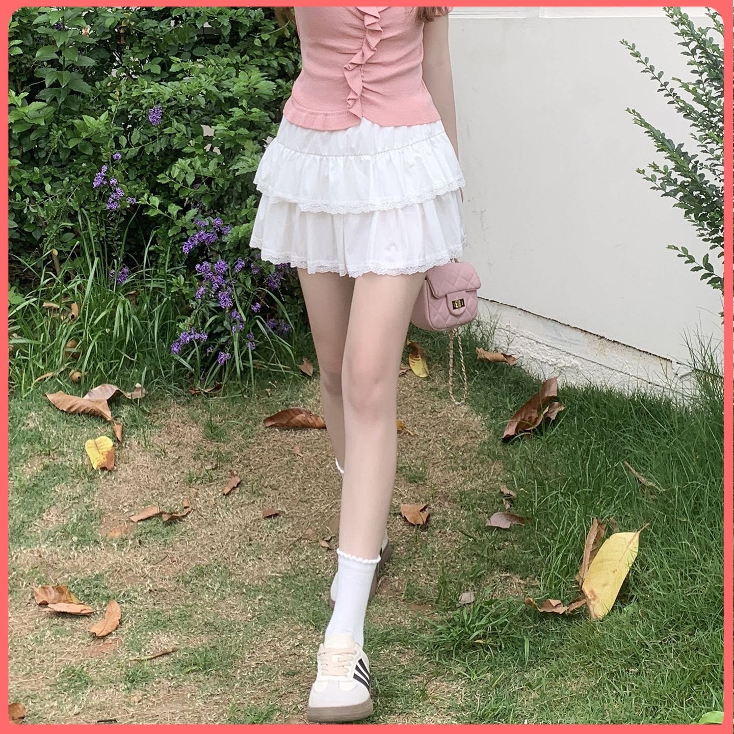 法式白色芭蕾丝蛋糕半身裙女2026春款甜美高腰修身蓬蓬裙a字短裙