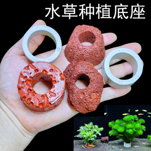 鱼缸水草种植固定底座沉底盆定植环陶瓷火山石净水培菌营养坨基