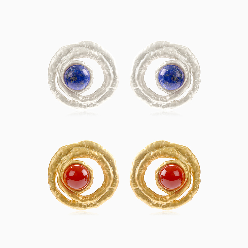 [新品]OINICIO初印种子系列卷卷蕨耳钉青金石红玛瑙高级感耳饰女