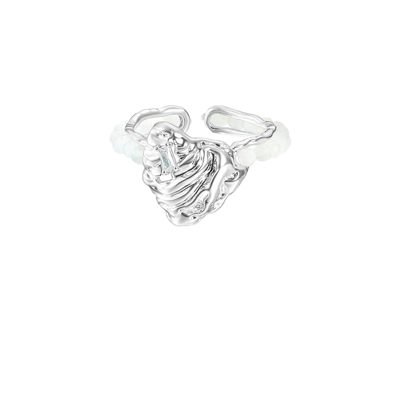 OINICIO初印925银贝壳白锆石戒指